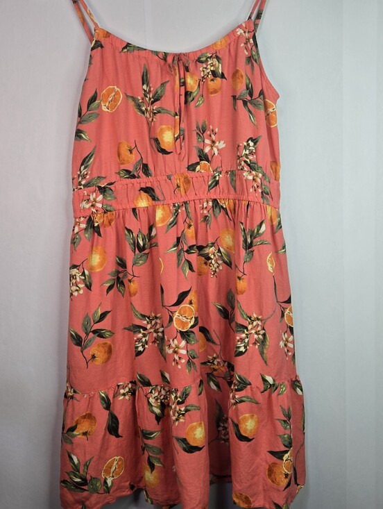 LOFT Dresses & Skirts - LOFT Size M Orange Citrus Print Spaghetti Strap Sundress